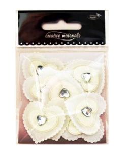 Aplikacje materiałowe SERCA 3,5 cm z kryształkiem białe .  Kod towaru: AP-205