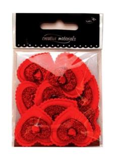 Aplikacje materiałowe SERCA  3,5cm z kryształkiem czerwone .  Kod towaru: AP-207