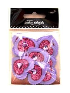 Aplikacje materiałowe SERCA  3,5cm z kryształkiem lila .  Kod towaru: AP-210