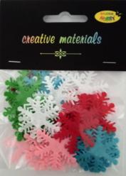 Aplikacje materiałowe – ŚNIEŻYNKI 3 cm, 40 szt kol miks Aplikacje materiałowe – ŚNIEŻYNKI 3 cm, 40 szt kol miks
