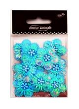 Aplikacje materiałowe - kwiaty niebieskie opalizujące z kryształkiem wielkość 30 mm. Kod towaru : AP-303