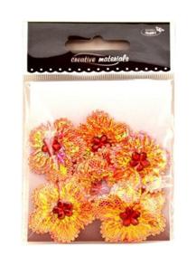 Aplikacje materiałowe – KWIATKI  3,2 cm pomarańczowe .  Kod towaru: AP-305