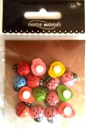 Biedronki drewniane czerwone 12x15mm a 15 szt