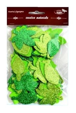 Listki brokatowe 4,5-6,5cm miks 60 szt tonacja zielona Listki brokatowe 4,5-6,5cm miks 60 szt tonacja zielona