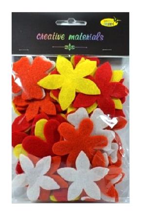 Elementy kwiatowe z filcu- miks 60 elementów 65-48 mm w odcieniach ciepłych. Kod towaru : DS-522-40