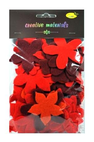 Miks kwiatów z filcu w odcieniach   pomarańczowo-czerwonych .  Kod towaru : DS521-K22