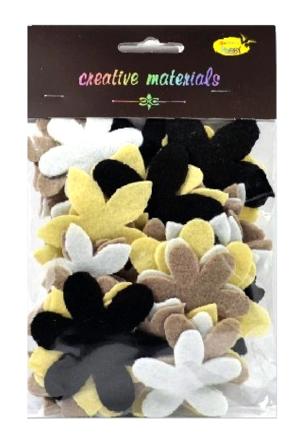 Miks kwiatów z filcu w odcieniach   biało-beżowo-czarnych  .  Kod towaru : DS521-K90