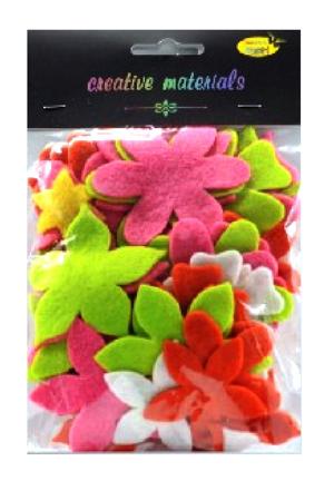 Kwiatki z filcu (48-65mm),60 szt kol wiosenne  kod DS521-K99