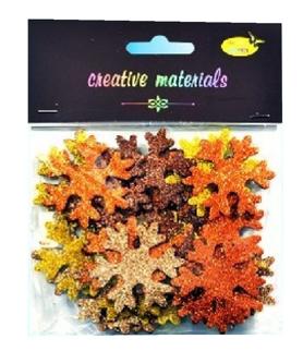 Elementy z mikrogumy brokatowej : Śnieżynki, wielkość ca. 4,8 cm miks kolorów ciepłych.Kod : DS5210-SN Elementy z mikrogumy brokatowej : Śnieżynki, wielkość ca. 4,8 cm miks kolorów ciepłych.Kod : DS5210-SN