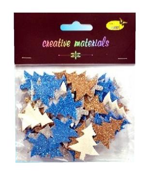 Elementy z mikrogumy brokatowej : Choinki , wielkość ca. 4cm miks kolorów zimnychKod : DS5211-CH Elementy z mikrogumy brokatowej : Choinki , wielkość ca. 4cm miks kolorów zimnychKod : DS5211-CH