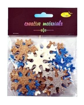 Elementy z mikrogumy brokatowej : Śnieżynki, wielkość ca.4,8 cm miks kolorów zimnych.Kod : DS5211-SN Elementy z mikrogumy brokatowej : Śnieżynki, wielkość ca.4,8 cm miks kolorów zimnych.Kod : DS5211-SN