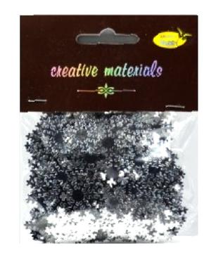 Elementy z folii Alu ,15g Śnieżynki srebrne Elementy z folii Alu ,15g Śnieżynki srebrne