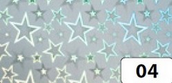 Karton holograficzny : Srebrne gwiazdy 50x70 cm a 10 ark. Kod : FO301004