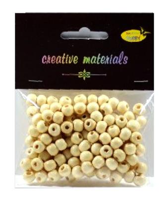 Koraliki drewniane ok.24g (ok.150szt) kremowe