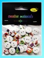 Guziki 15mm biale z nadrukiem w motywy zimowe 15g