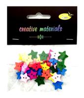 Guziki drewniane gwiazdki 15 mm miks kol. Op 5 gr. Kod: GZ019 Guziki drewniane gwiazdki 15 mm miks kol. Op 5 gr. Kod: GZ019