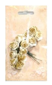 Kwiatki papierowe : róże kolory biało-złote . Kod towaru : K482-01G Kwiatki papierowe : róże kolory biało-złote . Kod towaru : K482-01G