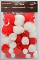 Miks pomponów wielkości 15-40 mm kolory czerwone i białe Kod towaru : POM-0020