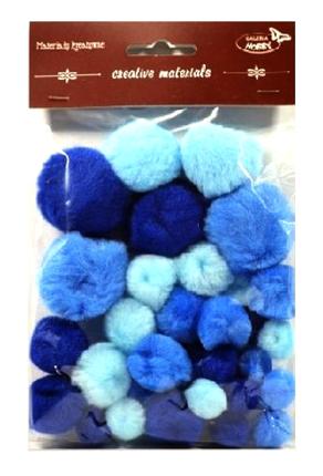 Miks pomponów wielkości 15-40 mm odcienie błękitu Kod towaru : POM-3036