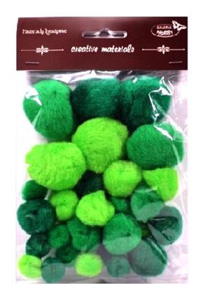 Miks pomponów wielkości 15-40 mm odcienie zieleni Kod towaru : POM-5058