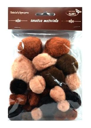 Miks pomponów wielkości 15-40 mm odcienie brązu Kod towaru : POM-7085