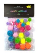 Pompony glitter (15-25mm) w miksie 30 szt kol wiosenne