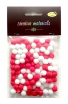 Pompony akrylowe 10mm (ok.100 szt) tonacja biało-czerwona Pompony akrylowe 10mm (ok.100 szt) tonacja biało-czerwona