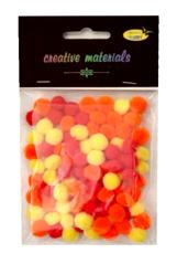 Pomopny akrylowe 10mm (ok 100 szt) tonacja żółto-pomar-czerw Pomopny akrylowe 10mm (ok 100 szt) tonacja żółto-pomar-czerw