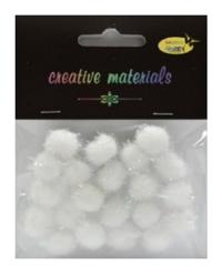 Pompon -glitter- - kolor biały , średnica 15 mm , Kod : POM15-G00