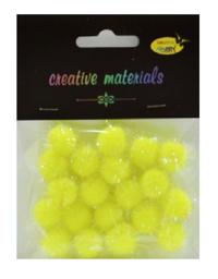 Pompon -glitter- - kolor cytrynowy , średnica 15 mm , Kod : POM15-G12 Pompon -glitter- - kolor cytrynowy , średnica 15 mm , Kod : POM15-G12