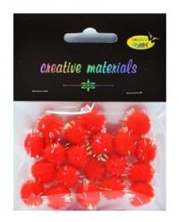 Pompon -glitter- - kolor czerwony , średnica 15 mm , Kod : POM15-G20