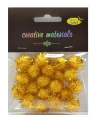 Pompony , wielkość 15 mm , „glitter” - żółty  Kod: POM15-G65