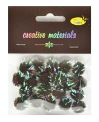 Pompony , wielkość 15 mm , „glitter” - kolor czarny  Kod: POM15-G90