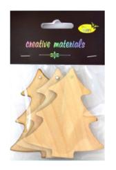 Elementy ze sklejki 3mm do ozdabiania a 3 szt. , ca. 10 cm w kształcie choinki z dziurką . Kod: SKL-11