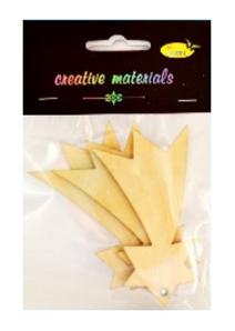 Elementy ze sklejki 3mm do ozdabiania a 3 szt. , ca. 10 cm w kształcie komety z dziurką . Kod: SKL-13