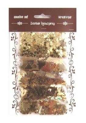 Zestaw elementów ozdobnych z folii Alu - miks w kolorze złotym . Kod towaru : TL-EAL-ZESTAW2