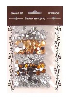 Zestaw 30g kamyczków kolistych i kwiatowych -transparentne i bursztynowe. Kod: TL-KAM-ZESTAW1 